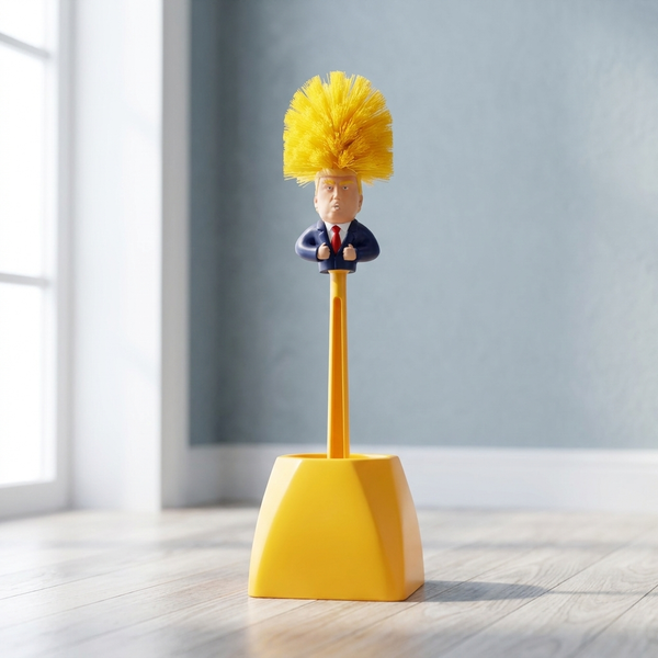 Brush standing in its holder in a realistic bathroom